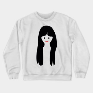 Girl Face With A Long Black Hair Crewneck Sweatshirt